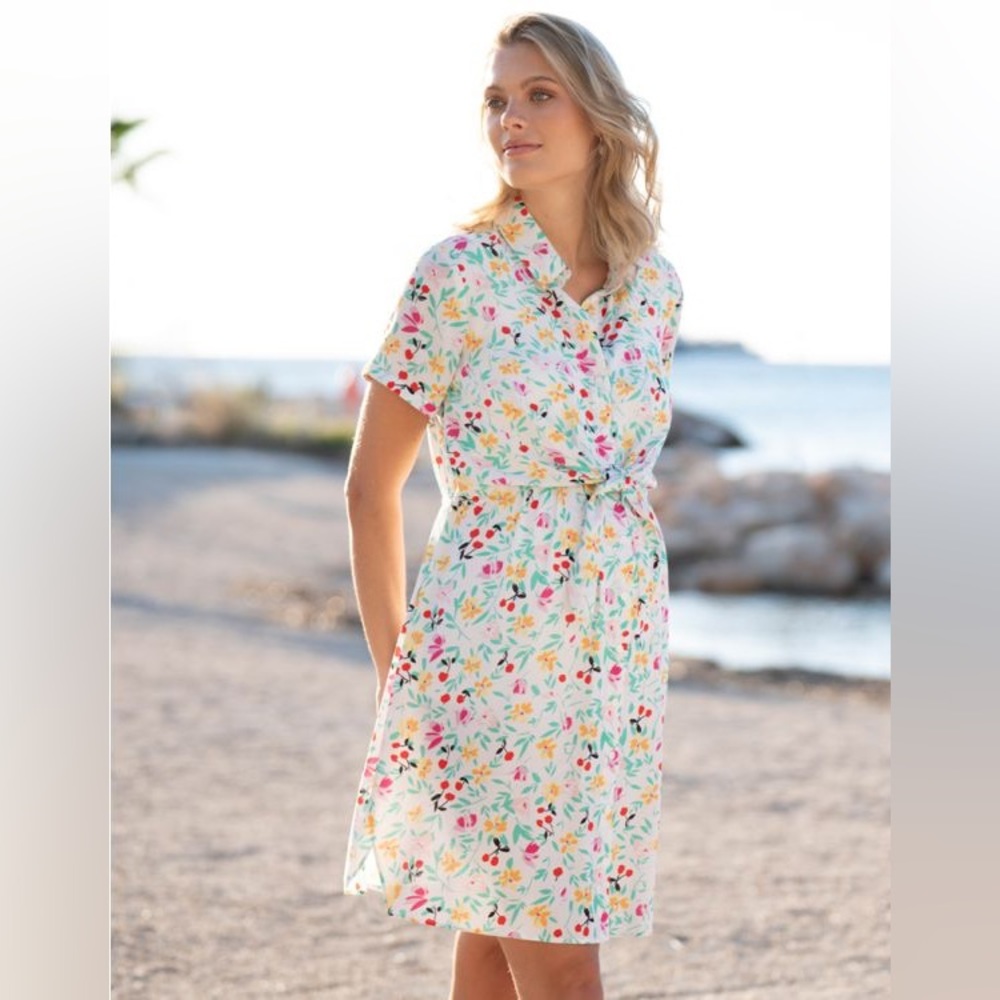 Seraphine Bright Florals Maternity to Nursing Shirt Dress